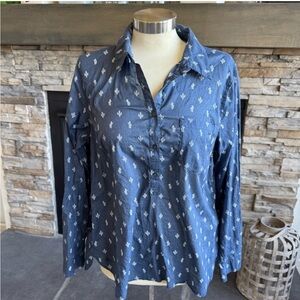 Gap Blue Button-Up Shirt with Cactus Print